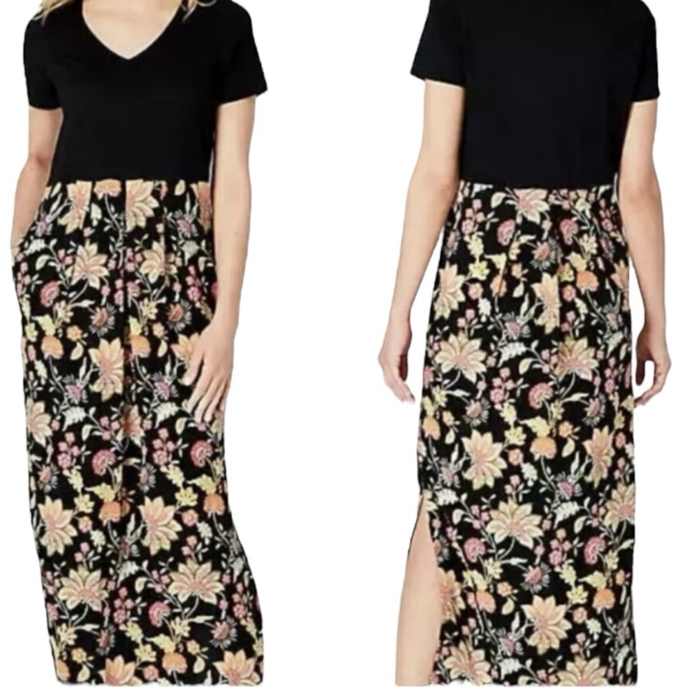 J. Jill Sz 3X Floral Black Rayon Dress